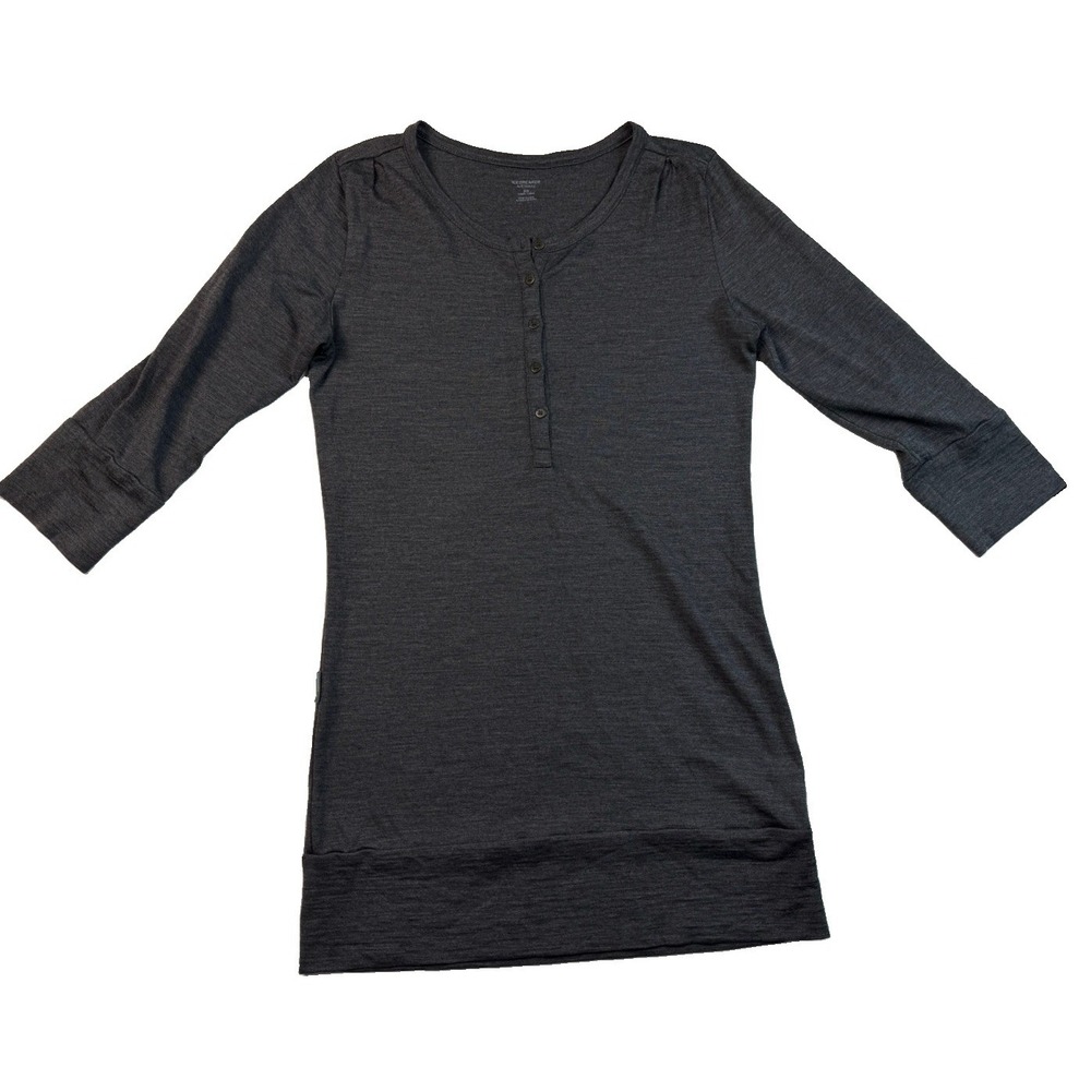 Icebreaker Harmony Merino Wool Tunic XS 3/4 Sleeve Henley Travel Gray Outdoor